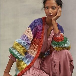 Frnch Paris Lobelia Chunky Rainbow Knit Cardigan O/S
